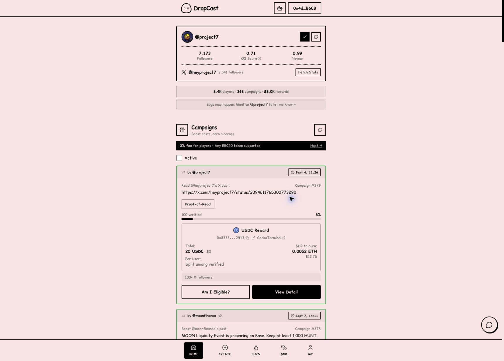 DropCast product screen 1