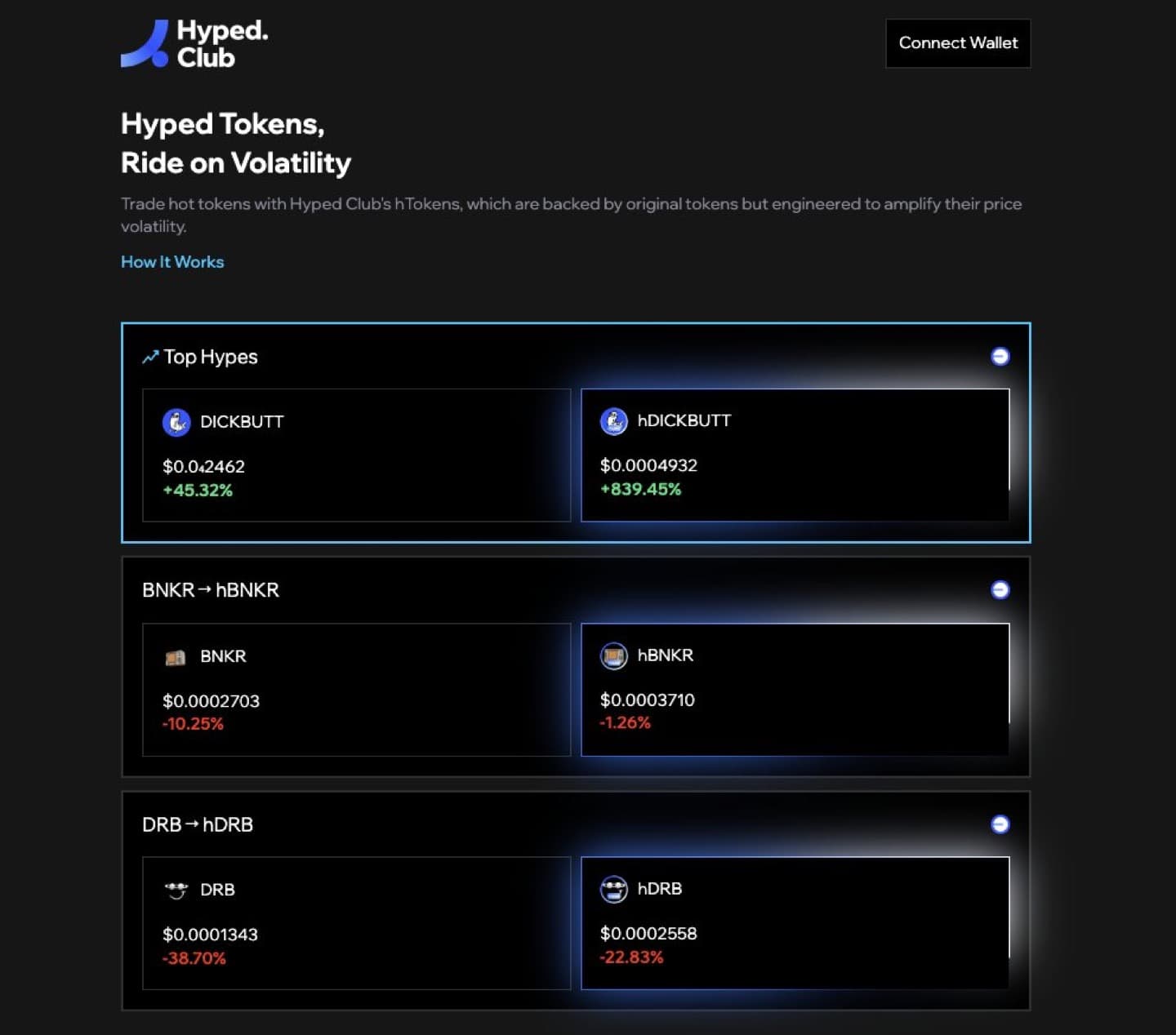 Hyped.club product screen 1