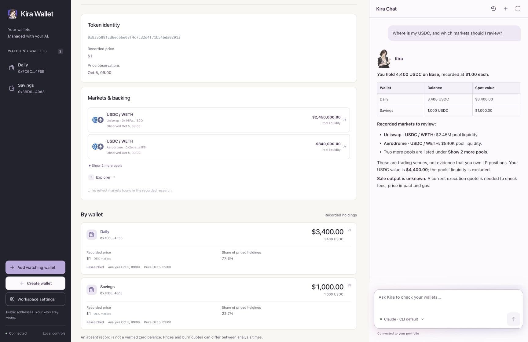 Kira Wallet screen 2