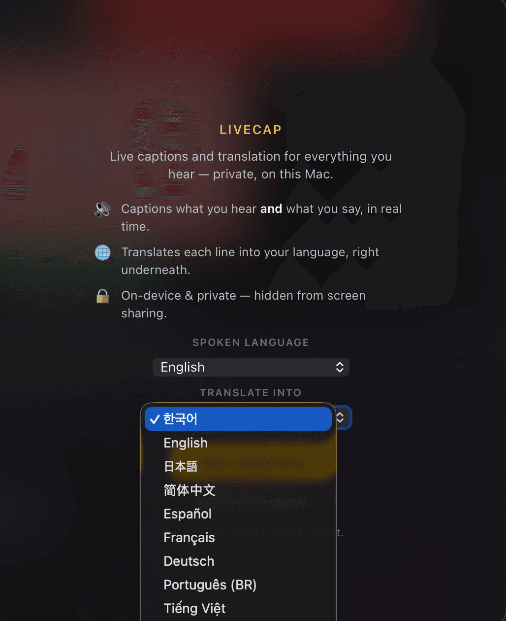 LiveCap screen 6